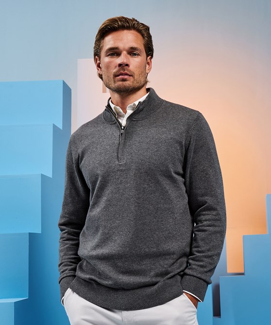 Men's cotton blend ¼ zip sweater